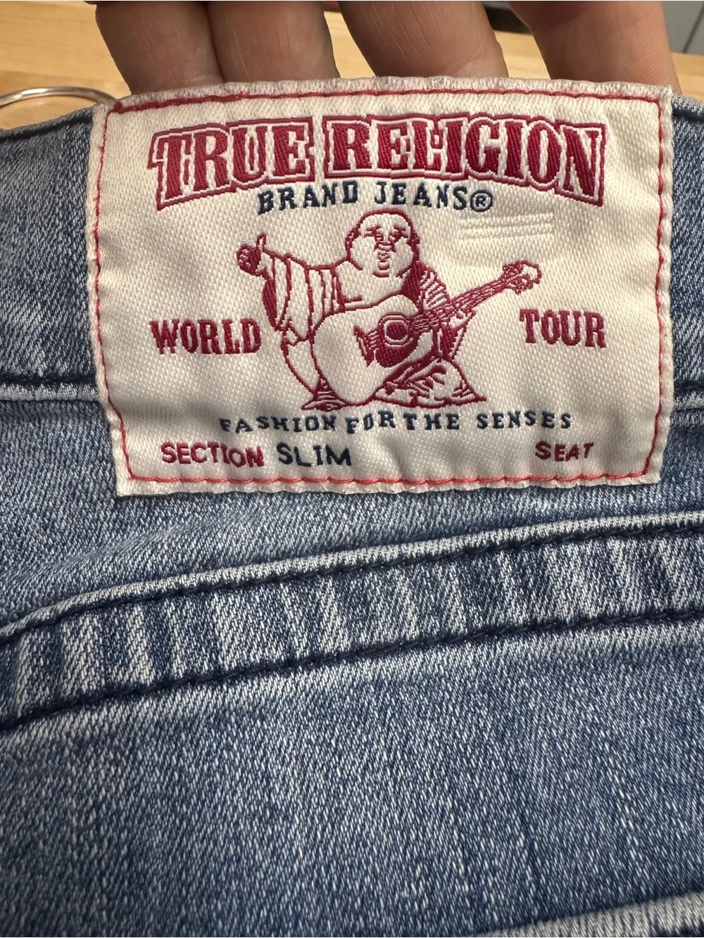 True Religion Unisex Blue Distressed Slim Jeans Sz 30